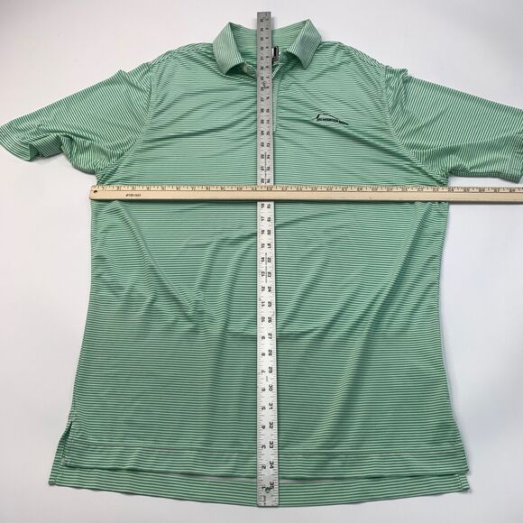 FootJoy FJ Polo Shirt Mens L Large Athletic Fit Green White Striped Performance - Picture 5 of 12